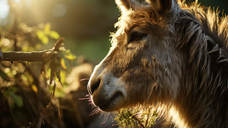 Close-up photo of a Donkey looking any directionの素材
