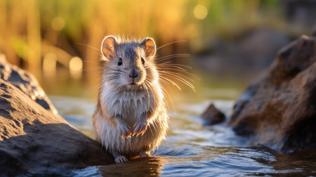 Close-up photo of a Gerbil looking in their habitatの素材