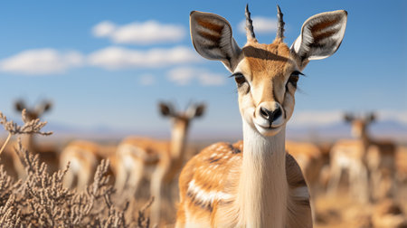 Close-up photo of a Gazelle looking any directionの素材