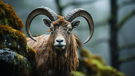 Close-up photo of a Ibex looking any directionの素材