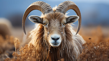 Close-up photo of a Ibex looking any directionの素材