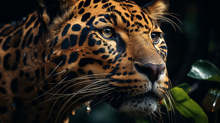 Portrait of a beautiful leopard in the jungle. Panthera oncaの素材