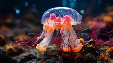 Close-up photo of a Jellyfish looking any directionの素材