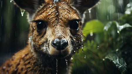 Close-up photo of a Kangaroo looking any direction on jungleの素材