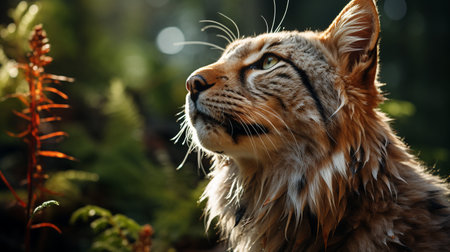 Close-up photo of a Lynx looking any direction on jungleの素材