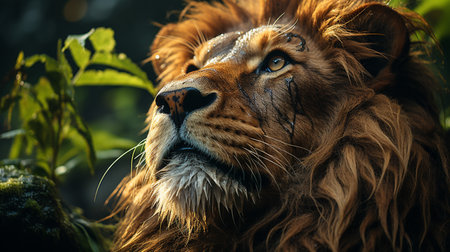 Close-up photo of a Lion looking any direction on jungleの素材