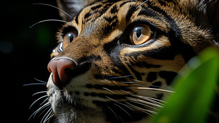 Close-up photo of a Ocelot looking any direction on jungleの素材