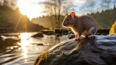 Close-up photo of a Mouse looking in their habitatの素材