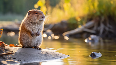 Close-up photo of a Pocket Gopher looking in their habitatの素材
