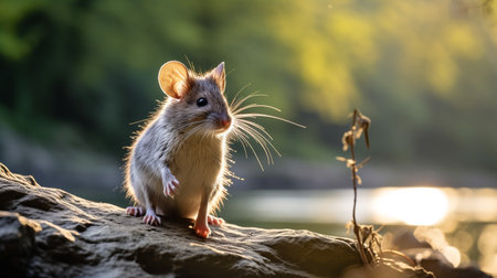 Close-up photo of a Spiny Mouse looking in their habitatの素材
