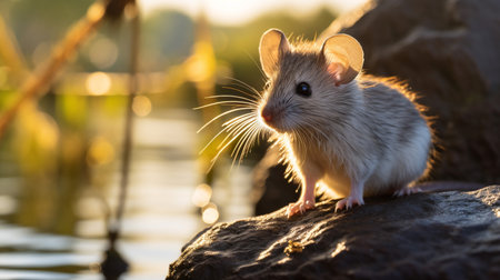 Close-up photo of a Spiny Mouse looking in their habitatの素材