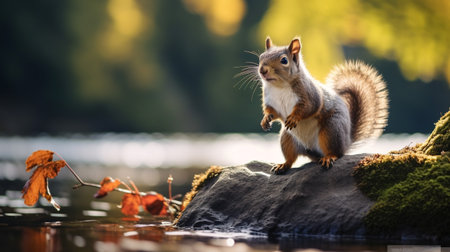 Close-up photo of a Squirrel looking in their habitatの素材