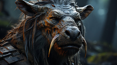 Close-up photo of a Warthog looking any direction on jungleの素材