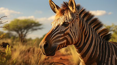 Close-up photo of a Zorse (hybrid) looking any directionの素材