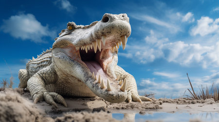 Photo of a Crocodile under Blue Skyの素材