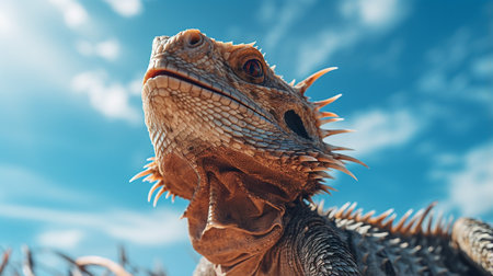 Photo of a Bearded Dragon under Blue Skyの素材