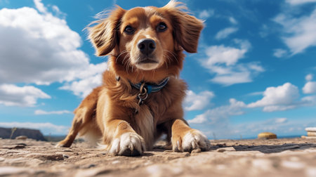 Photo of a Dog under Blue Skyの素材
