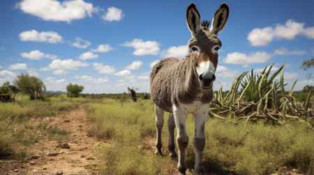 Photo of a Donkey in the Farmlandの素材