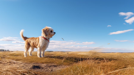 Photo of a Dog under Blue Skyの素材