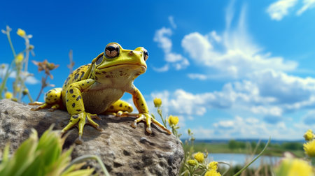 Photo of a Frog under Blue Skyの素材