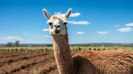 Photo of a Llama in the Farmlandの素材