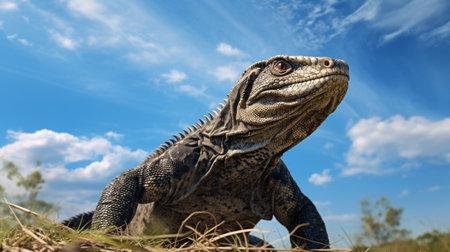 Photo of a Monitor Lizard under Blue Skyの素材