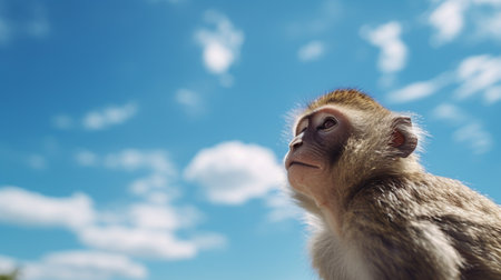 Photo of a Monkey under Blue Skyの素材