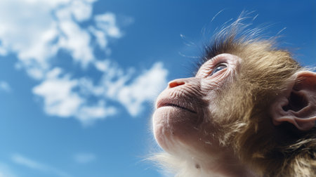 Photo of a Monkey under Blue Skyの素材