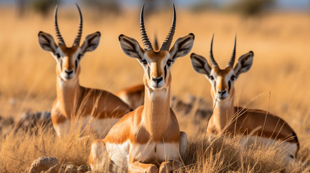 Photo of a herd of Gazelle (Various Species) resting in an open area on the Savannaの素材