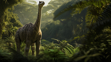Photo of Brachiosaurus Rex in the Jungleの素材