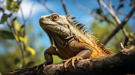 Photo of Iguana in ther forest with blue skyの素材