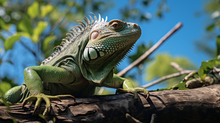 Photo of Iguana in ther forest with blue skyの素材