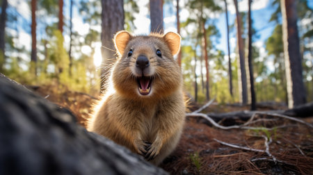 Photo of Quokka in ther forest with blue skyの素材
