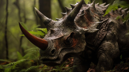 Photo of Triceratops Rex in the Jungleの素材