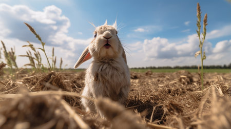 Photo of a Rabbit in the Farmlandの素材