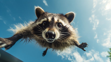 Photo of a Raccoon under Blue Skyの素材
