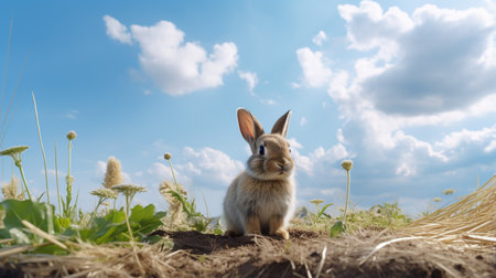 Photo of a Rabbit in the Farmlandの素材