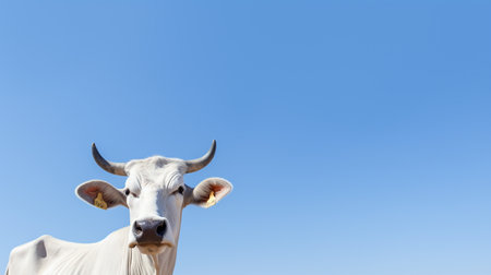 Photo of a Zebu (cattle) under Blue Skyの素材