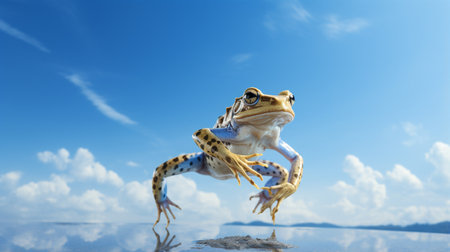 Photo of a Xenopus (frog) under Blue Skyの素材