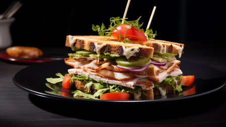 Photo of Club Sandwich as a dish in a high-end restaurantの素材