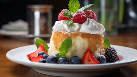 Photo of Angel Food Cake as a dish in a high-end restaurantの素材