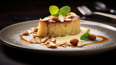 Photo of Almond Cake as a dish in a high-end restaurantの素材