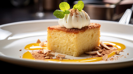 Photo of Almond Cake as a dish in a high-end restaurantの素材