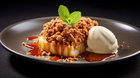 Photo of Apple Crisp as a dish in a high-end restaurantの素材