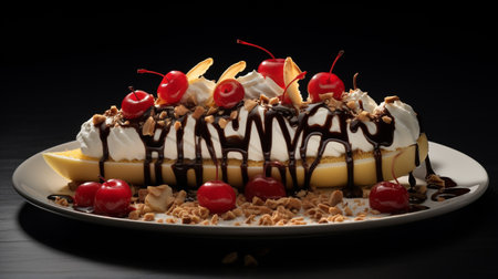 Photo of Banana Split as a dish in a high-end restaurantの素材