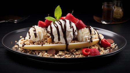 Photo of Banana Split as a dish in a high-end restaurantの素材
