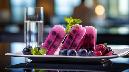 Photo of Berry Popsicles as a dish in a high-end restaurantの素材