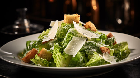 Photo of Caesar Salad as a dish in a high-end restaurantの素材
