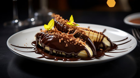 Photo of Chocolate Dipped Bananas as a dish in a high-end restaurantの素材