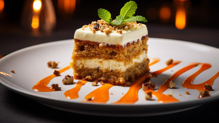 Photo of Carrot Cake as a dish in a high-end restaurantの素材